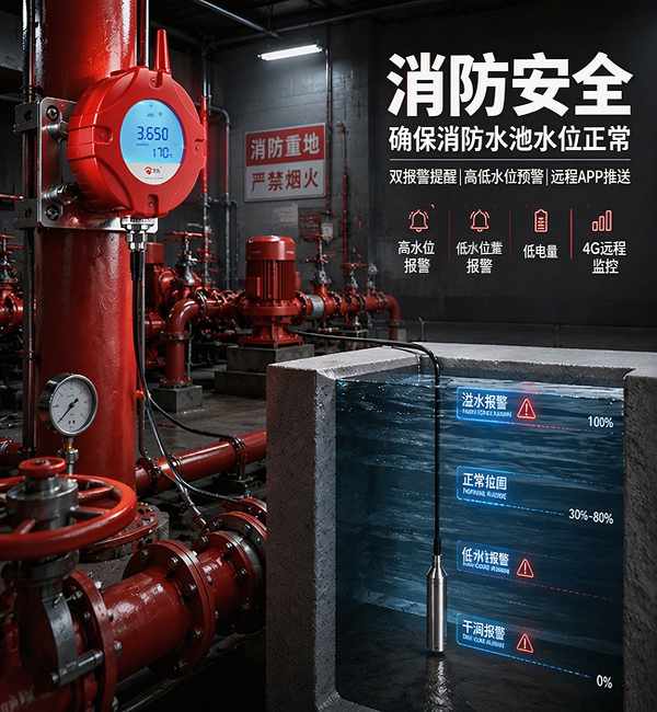 北京水箱液位超限联动控制工程 北京万霖4G液位计应用