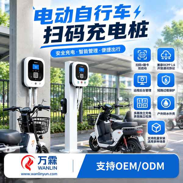 双路独立控制充电桩南京充电场景实拍 双路独立控制充电桩实拍 — 南京小区车棚与物业集中充电场景